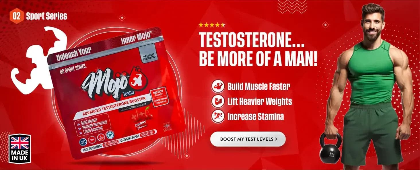Mojo Testo — potencializador de testosterona avançado: testosterona… seja mais homem: construa músculos mais rápido, levante pesos maiores, aumente a resistência. Impulsione meus níveis de testosterona.