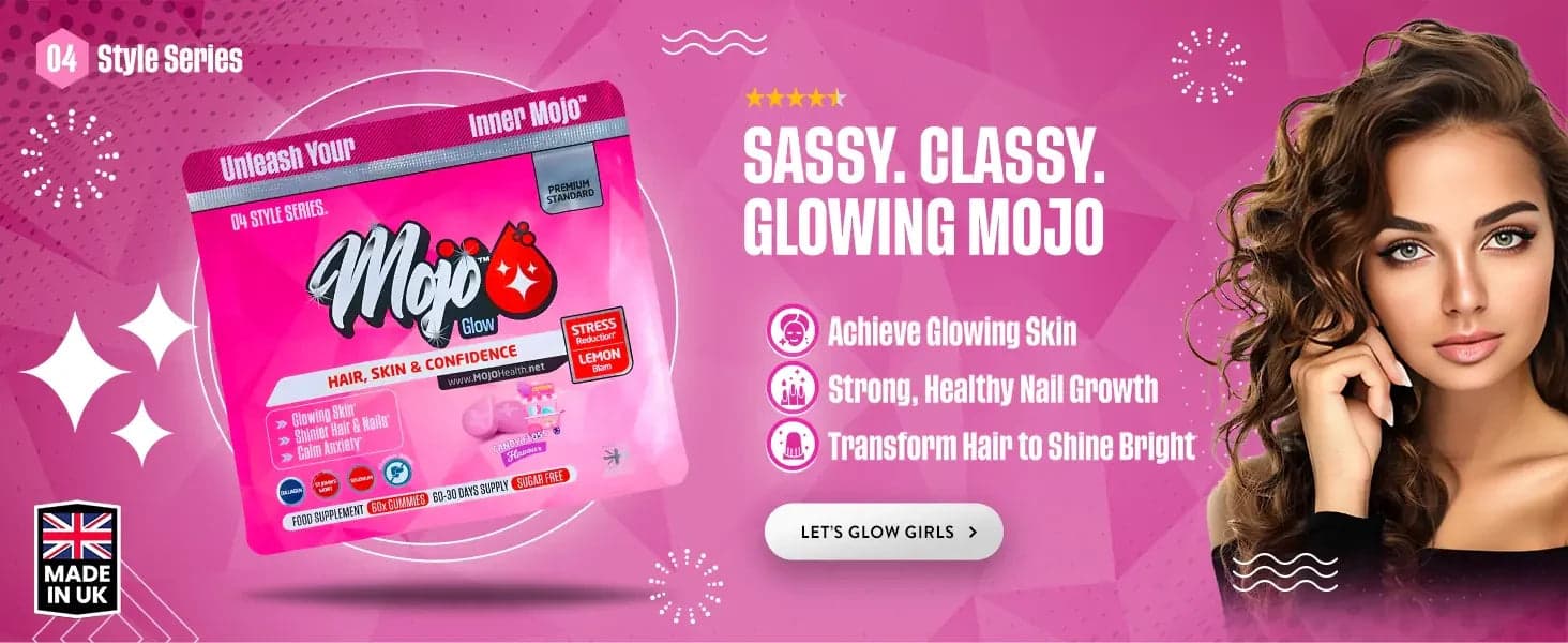 Mojo Glow — cabelo, pele e confiança: atrevida, elegante e brilhante Mojo: conquiste pele radiante, crescimento de unhas forte e saudável, transforme o cabelo para brilhar intensamente. Vamos brilhar meninas.