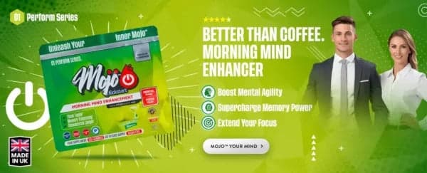 Mojo Kickstart — aprimoramento mental matinal: melhor que café, potencializador de mente matinal: impulsione a agilidade mental, supercarregue a memória, estenda o foco. Mojo sua mente.